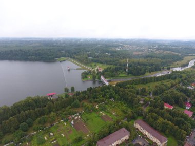 Helikopter panorama şehir kentsel gökyüzü