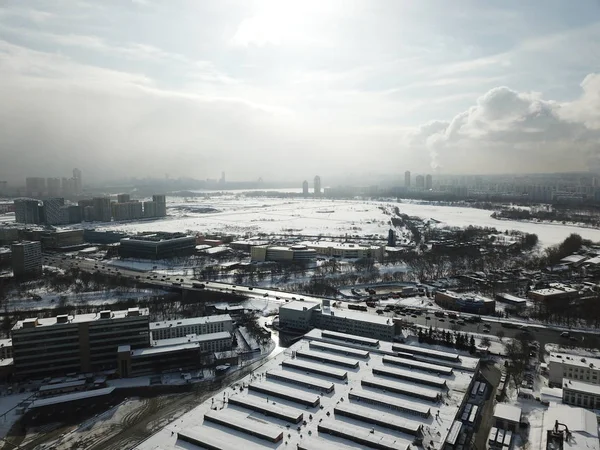 Panorama Moskova Helikopter Şehir Buldings Park — Stok fotoğraf