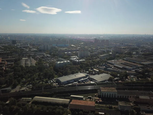 Copter Miasta Budynki Park Panorama Moskwy — Zdjęcie stockowe