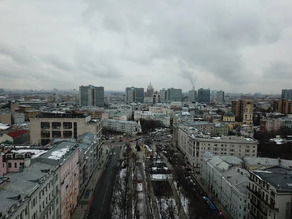 Helikopter Város Épitőipari Park Panoráma Moszkva — Stock Fotó