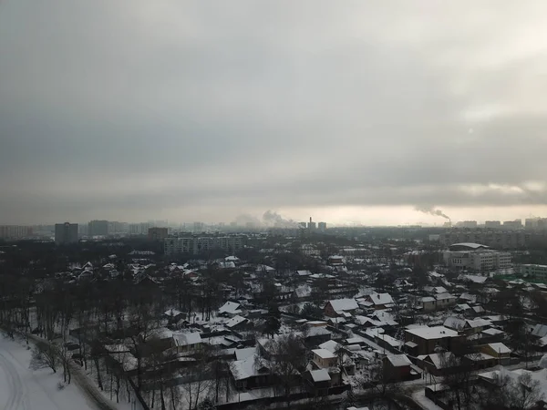 Copter Miasta Budynki Park Panorama Moskwy — Zdjęcie stockowe