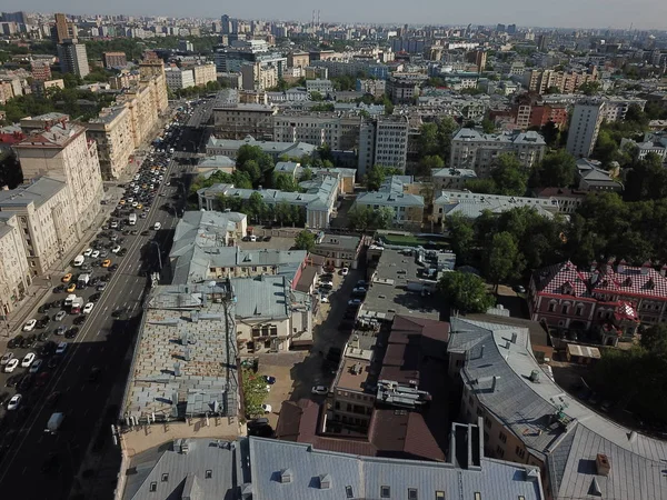 Copter Ville Buldings Parc Panorama Moscou — Photo