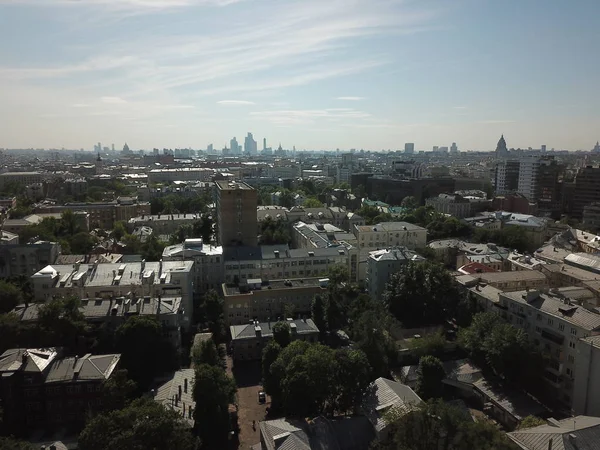 Copter Miasta Budynki Park Panorama Moskwy — Zdjęcie stockowe