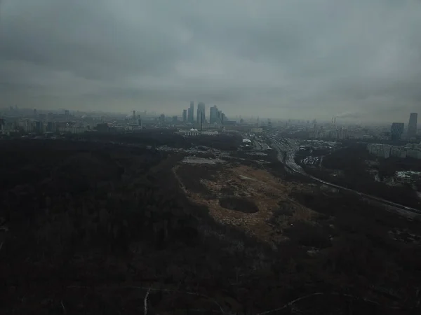 Copter Panorama Cidade Céu Urbano — Fotografia de Stock