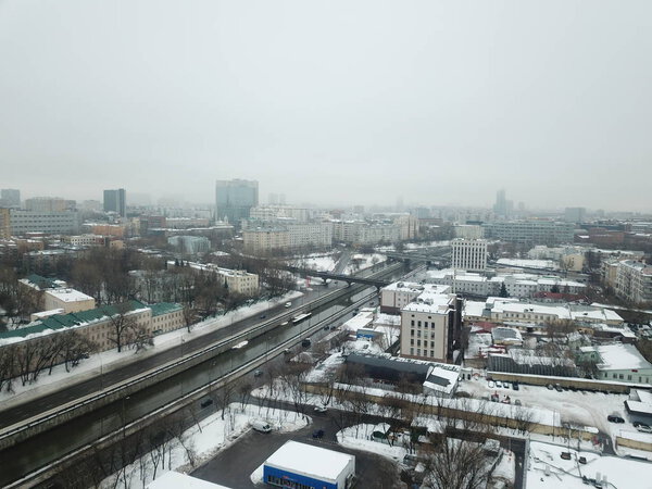 Copter panorama Moscow sity
