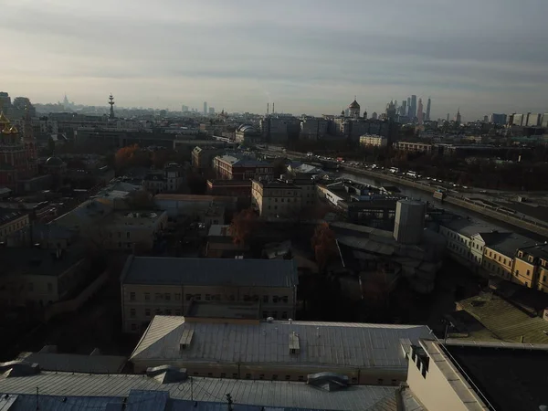 Moskva Město Panorama Helikoptéra — Stock fotografie