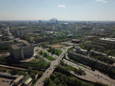 Moskova panorama helikopter gökyüzü görünümü