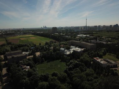 Moskova panorama helikopter gökyüzü görünümü