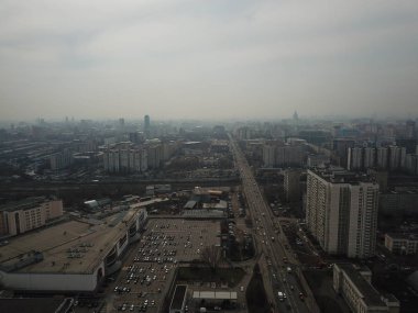 Moskova panorama helikopter gökyüzü görünümü