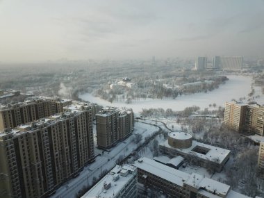 Moskova panorama helikopter gökyüzü görünümü