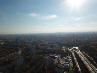 Helikopter panorama gökyüzü görüntülemek Moskova
