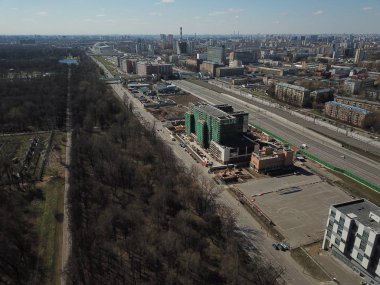 Helikopter Moskova versite görünümü panorama