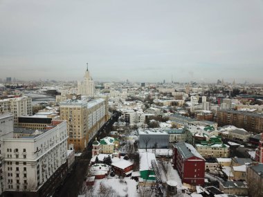 Helikopter versite görünümü Moskova panorama