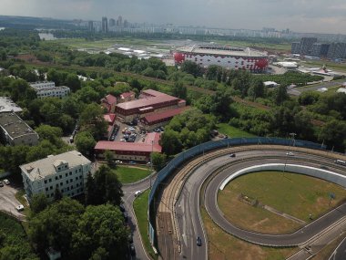 Helikopter versite görünümü Moskova panorama