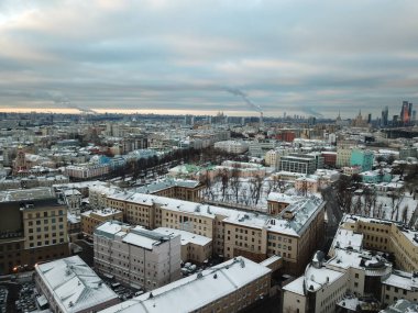 Helikopter versite görünümü Moskova panorama