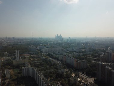 Helikopter versite görünümü Moskova panorama