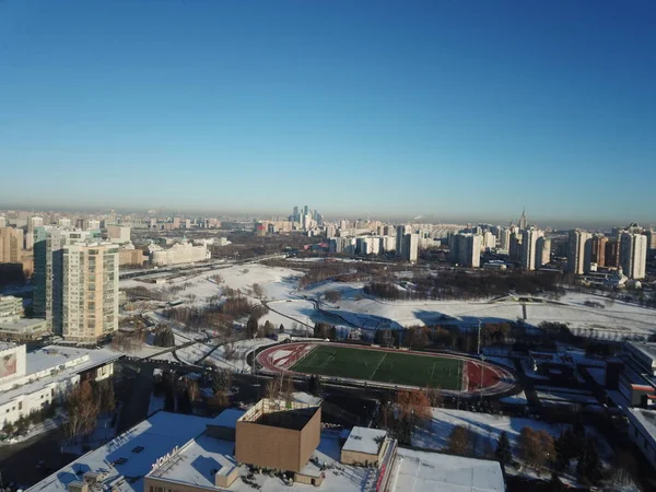 Widok Nieba Śmigłowcem Panorama Moskwy — Zdjęcie stockowe