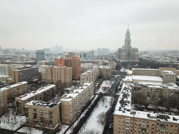 Widok Nieba Śmigłowcem Panorama Moskwy — Zdjęcie stockowe