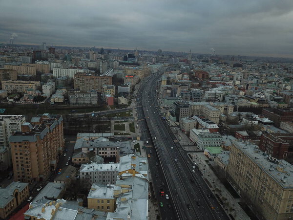 Moscow panorama copter sky view