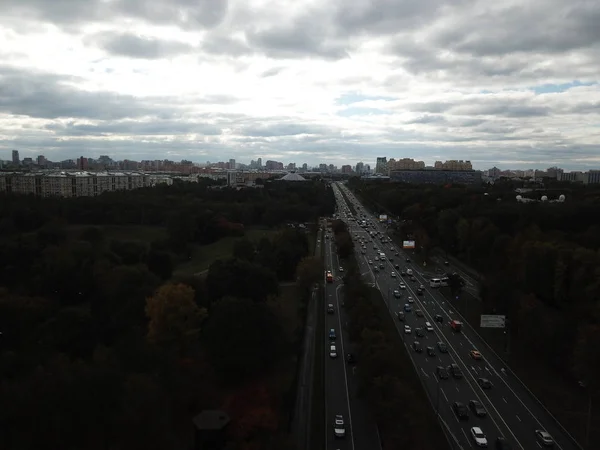 Widok Nieba Śmigłowcem Panorama Moskwy — Zdjęcie stockowe