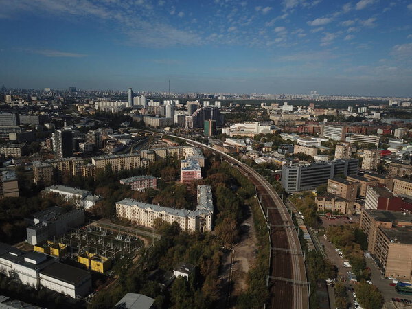Moscow panorama copter sky view
