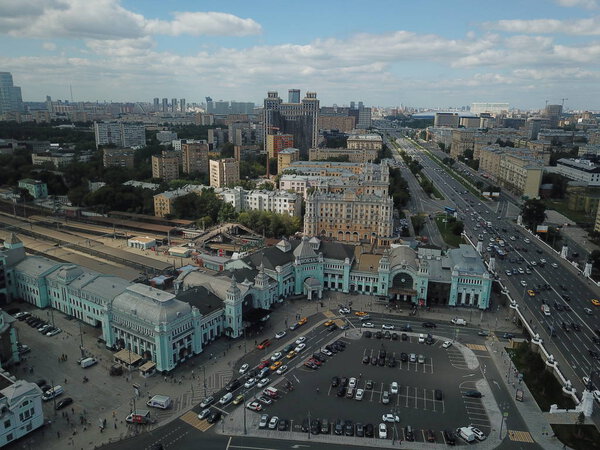 Moscow panorama copter sky view