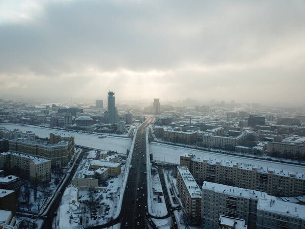Copter panorama sky view moscow