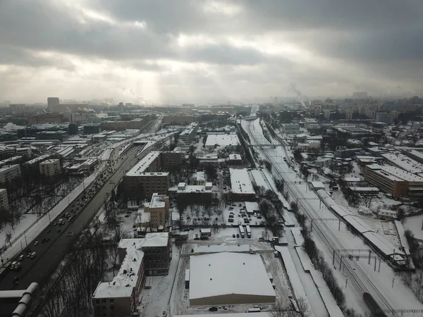 Copter Moskwy Sity Widok Panorama — Zdjęcie stockowe