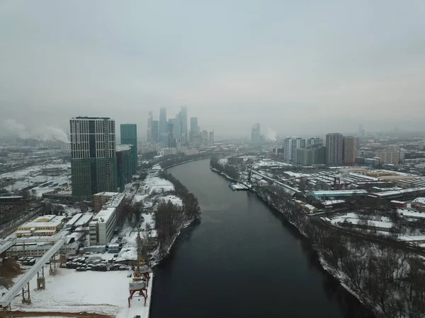 Copter Moskwy Sity Widok Panorama — Zdjęcie stockowe