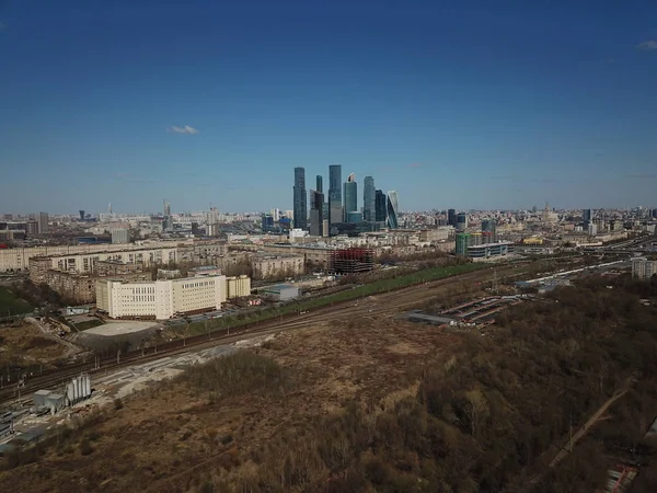 ヘリコプター シティー ビュー モスクワ パノラマ — ストック写真
