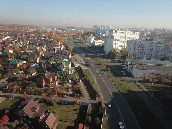 Helikoptéra Město Zobrazit Moskva Panorama — Stock fotografie