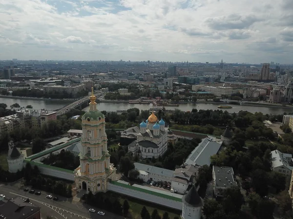 Helikoptéra Moskva Město Zobrazit Panorama — Stock fotografie