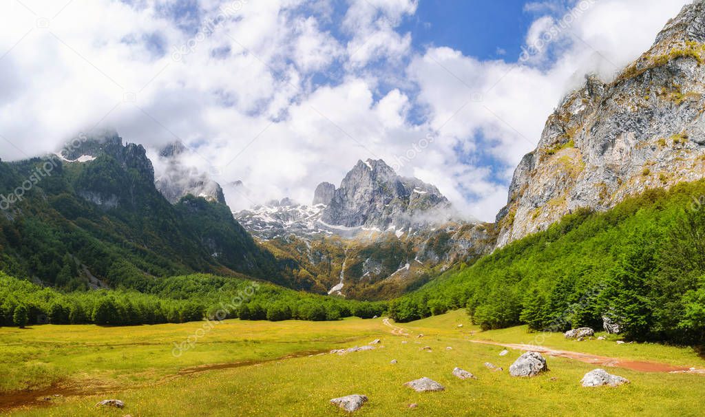 valley in prokletje mountains in montenegro 