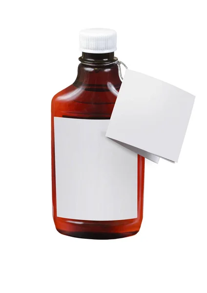 Embalagem em branco frasco de plástico transparente marrom com tampa branca isolada no fundo branco pronto para o projeto do produto — Fotografia de Stock