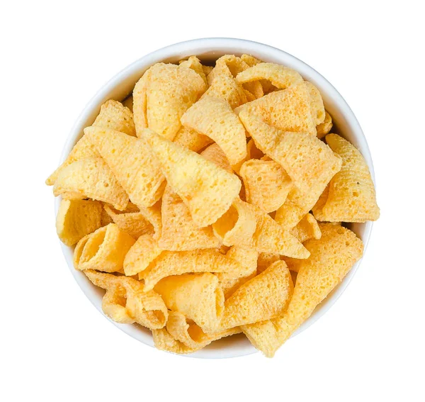 Cheese chips in a plate isolated on white background. — Stock Photo, Image