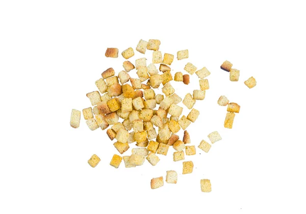 Pieces of dried wheat bread isolated on white — Stock Image Pieces of dried wheat bread isolated on white Stock Image