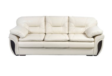 White leather sofa isolated on white with clipping path clipart
