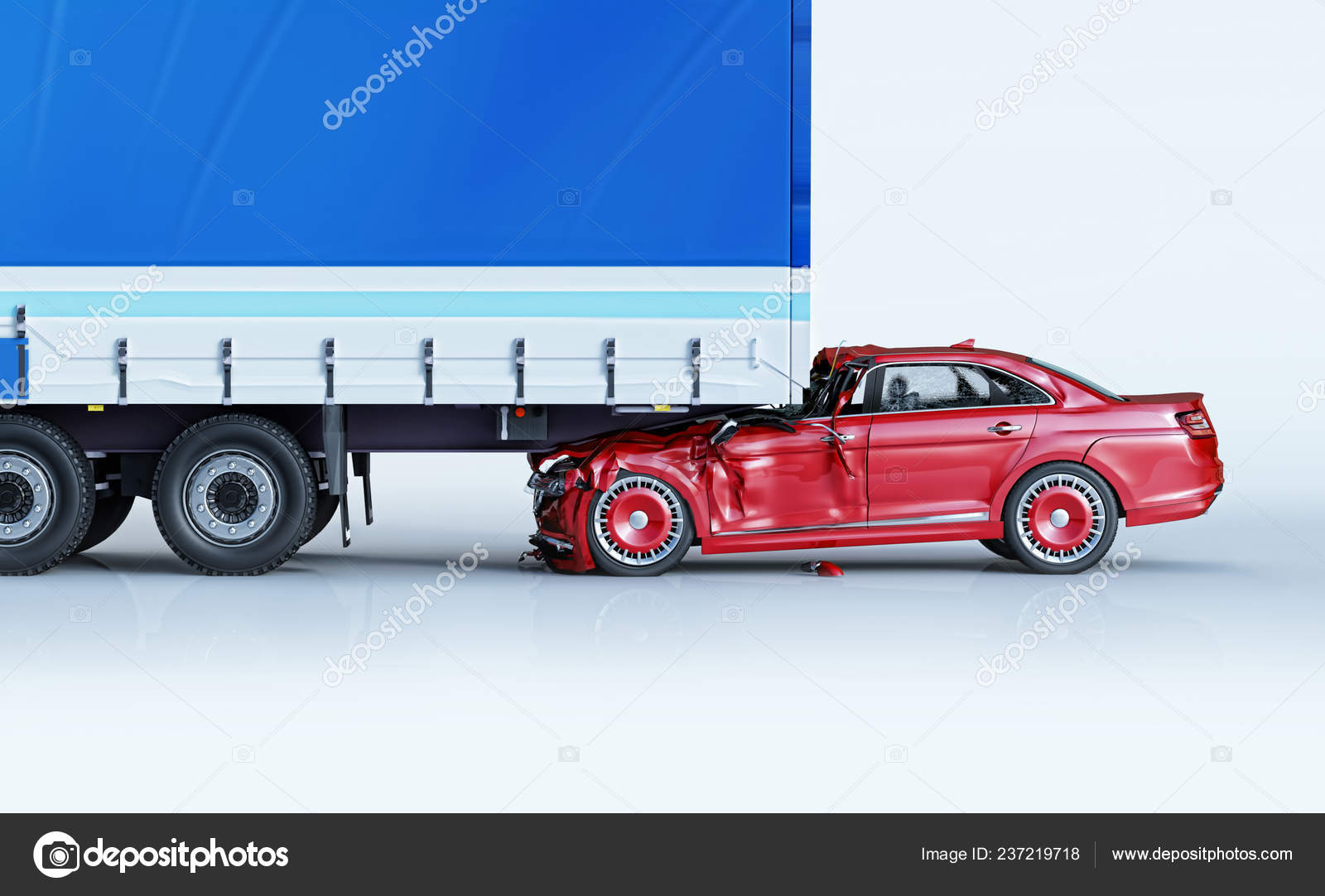 Two Cars Accident Crashed Cars Red Coup Sedan Back Big Stock Photo