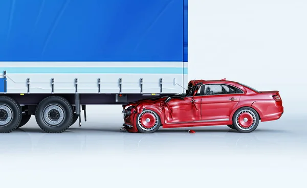 Wypadek Dwóch Samochodów Rozbitych Samochodów Sedan Czerwony Zamachu Stanu Tyłu — Zdjęcie stockowe