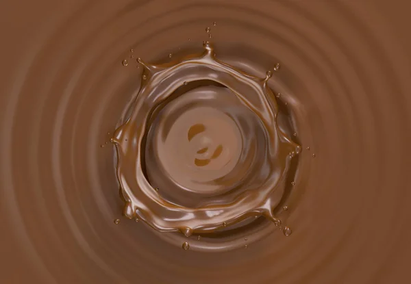 Salpicadura Corona Chocolate Líquido Una Piscina Chocolate Líquido Con Ondas —  Fotos de Stock