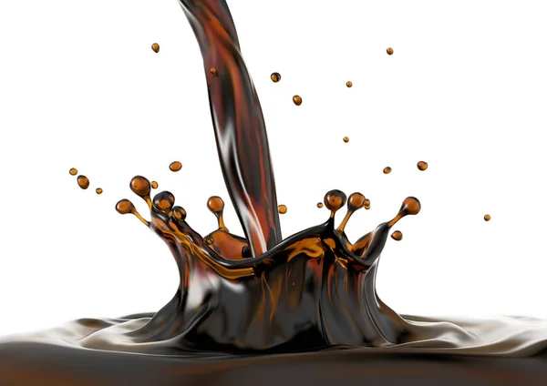 Liquid Káva Lití Úvodní Koruny Kávě Fondu Vlnky Boční Pohled — Stock fotografie