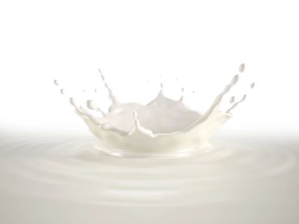 Milchkrone Spritzt Plätschert Milchbecken Mit Wellen — Stockfoto
