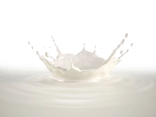 Milk Crown Splash Splashing Milk Pool Ripples — Stock Photo, Image