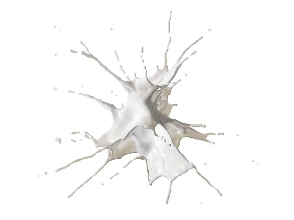 Melk Splash Explosie Geïsoleerd Een Witte Achtergrond Uitknippad Opgenomen — Stockfoto