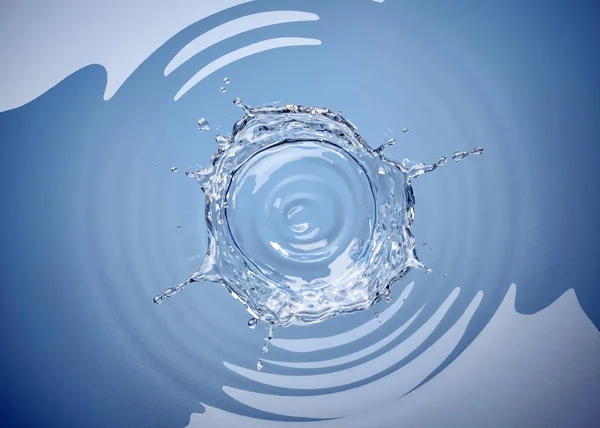 Die Wasserkrone Plätschert Einem Wasserbecken Mit Kreisförmigen Wellen Herum Ansicht — Stockfoto