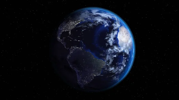 Planeta Ziemia z miasta światła w przestrzeni z gwiazdami. — Zdjęcie stockowe