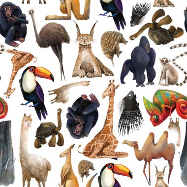  A smart zoo, all animals, many animals, a poster, a poster for teaching children. Illustration for print for books, for cards.pottern