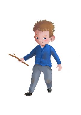 little child, cute illustration for books and cartoons, emotional kid
