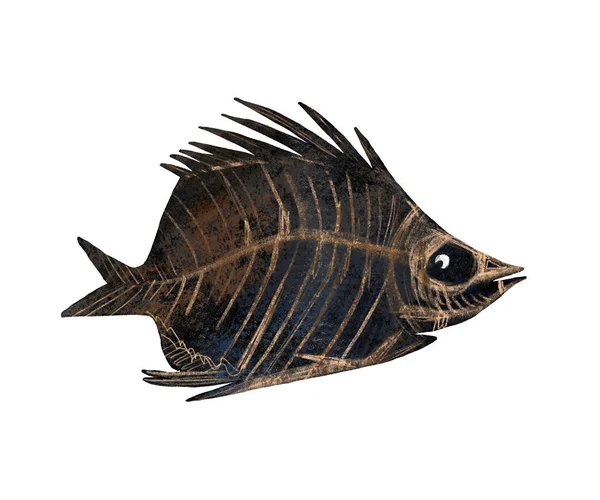 Рентген Рыбы Необычная Волшебная Рыба Иллюстрация Эскиз Логотип — стоковое фото