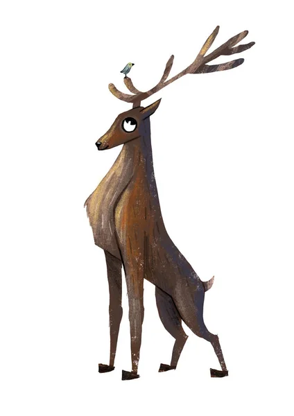 Beautiful Proud Deer Big Horns Beautiful Animal Illustration Books — Stock fotografie